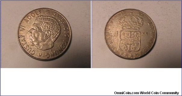 GUSTAF VI ADOLF SVERIGES KONUNG
PLIKTEN FRAMFOR ALLT 1 KRONA
0.4000 silver