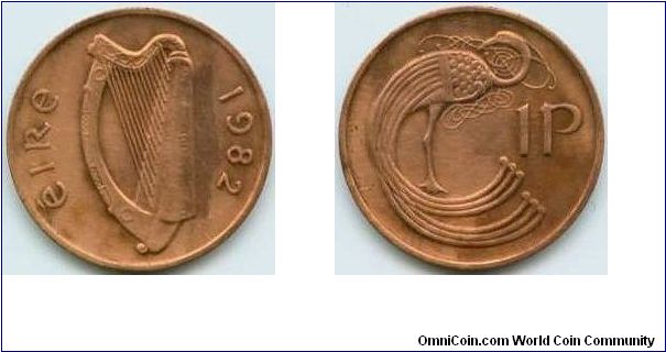 Ireland, 1 penny 1982.
Stylized bird.