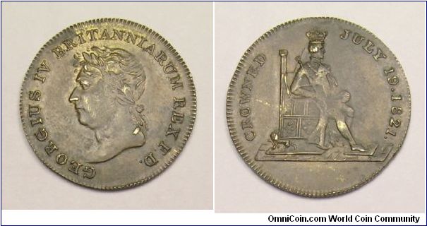 George IV crowned King of Great Britain.
Brass - mm.26