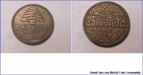 REPUBLIQUE LIBANAISE
25 PIASTRES
alum-bronze