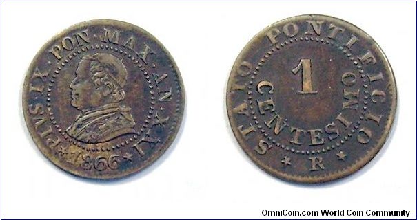 Papal States.
Pius IX
1 Centesimo
Copper