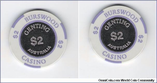 $2.00 casino chip from Burnswood Casino in Austrailia

from triggersmob in Austrailia
from the CCF-forum