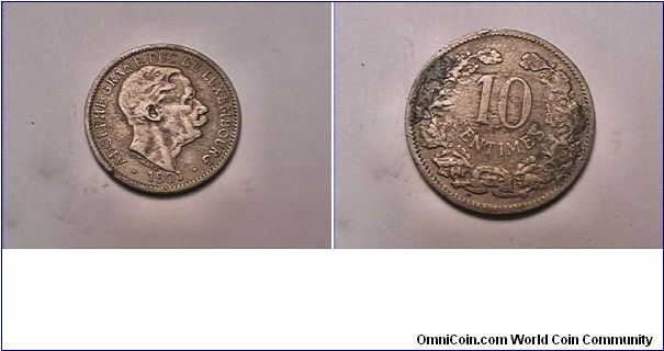 ADOLPHE GRAND DUC DE LUXEMBOURG
10 CENTIMES
copper-nickel