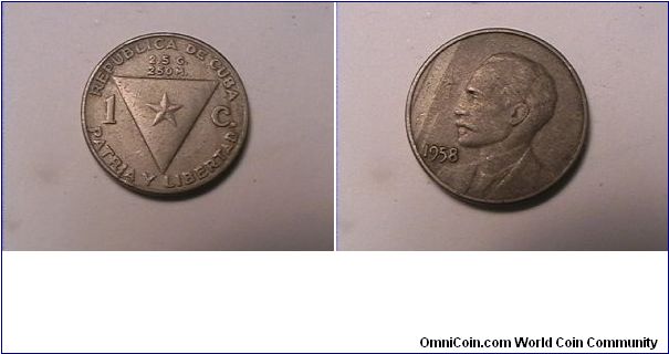 REPUBLICA DE CUBA
PATRIA Y LIBERTAD
2.5G 250M 1 CENTAVO
copper-nickel