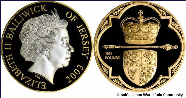 Large silver proof coin, weighing over 5 ounces (155 grams), and 65mmms diameter, to celebrate the 50th anniversary of the Coronation. Obverse is ively gold plated, reverse is all gold plated by the Royal Mint.