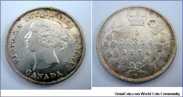1874-H 5 cent, crossletter 4 variety.