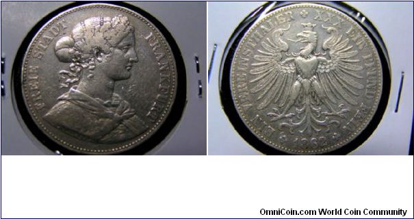 Frankfurt Free State, 1 Thaler, .900 silver