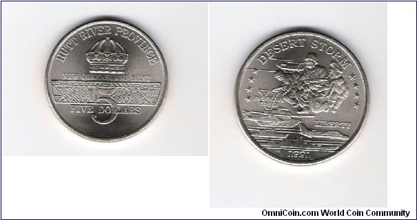 Hutt River Province
1991
New Qeensland Mint

Desert Storm $5.00
Piece

Recieved in trade from EDIX-
CCF-Forum