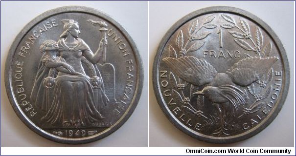 New Caledonia aluminum 1 franc.  The kagu on the reverse is a flightless bird the size of a small rooster.