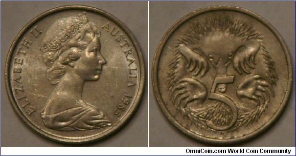 5 cents, 'Echidna'
(Cu-Ni, 19.41 mm)