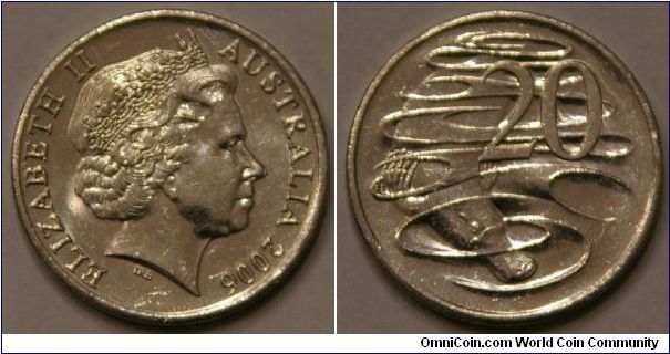 20 cents, 'Platypus'
(Cu-Ni, 28.52 mm)