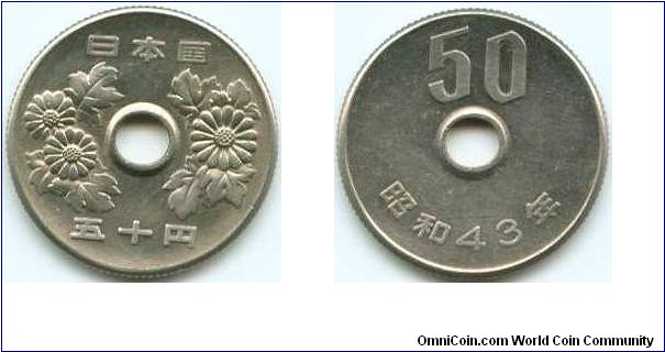 Japan, 50 yen 1965 (Showa 43).