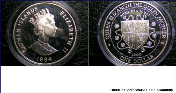 Silver one dollar crown, Queen Mother's arms.