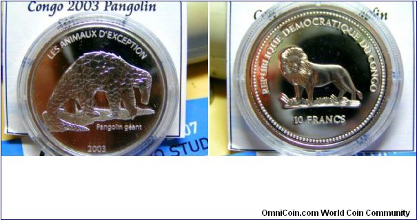 Pangoline 0.925 silver 10 Francs