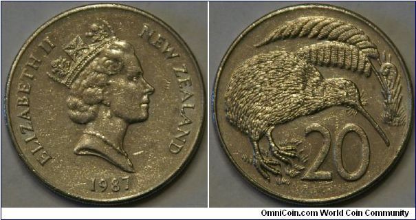 20 cents, Kiwi, 28.5 mm, Cu-Ni