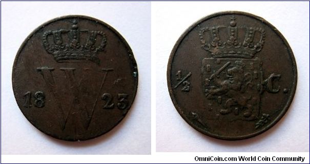 1823 Utrecht half cent with die deterioration on both sides.  Thanks to Jos for explaining what I was seeing.