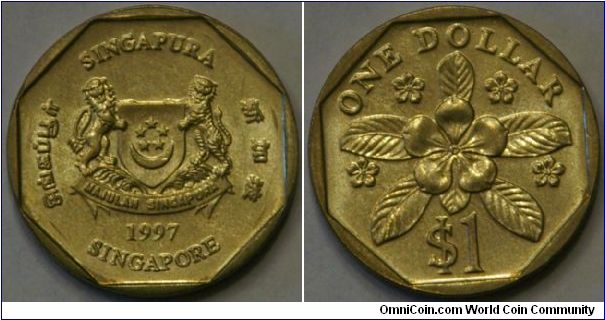 1 dollar, with a Periwinkle flower, 22mm, Al-bronze