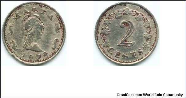 Malta, 2 cents 1972.
Penthesilea, Queen of the Amazons.
