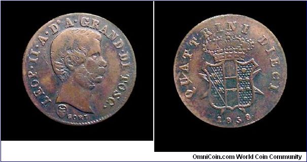 Granduchy of Tuscany - Leopold II.
10 Quattrini (2 crazie). Copper