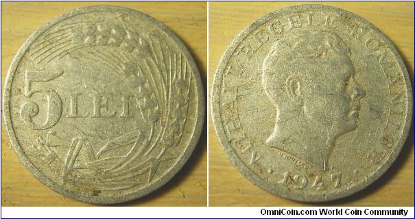 Romania 1947 5 lei. Special thanks to Banivechi!