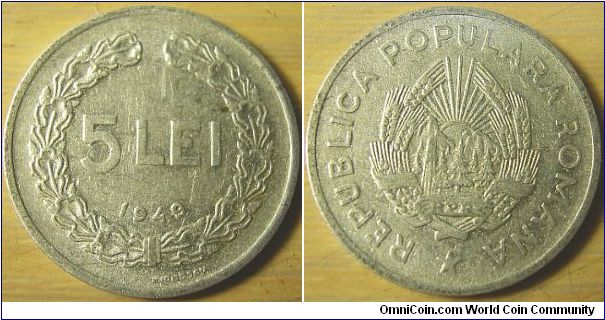 Romania 1949 5 lei. Special thanks to Banivechi!