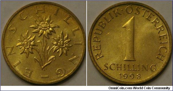 1 schilling, with edelweiss flower, Aluminum-bronze, 22.5 mm