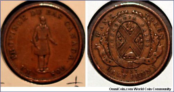 Lower Canada (Quebec) half penny