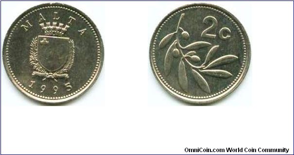 Malta, 2 cents 1995.
Olive Branch.