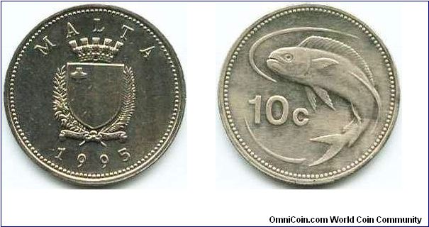 Malta, 10 cents 1995.
Dolphinfish.