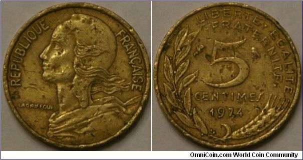 5 centimes, Al-bronze, 17 mm.