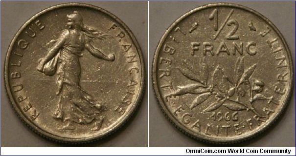 1/2 franc, Ni, 19.5 mm.