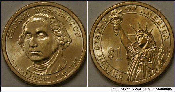 Washington Dollar, new presidential series.  Got this at the bank, but yet to see any in circulation (also check my other pictures of the edge writing)