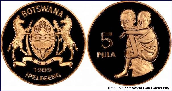 International Year of the Child gold proof 5 Pula.
Anybody know what IPELEGENG means?