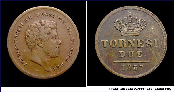 Kingdom of the Two Sicilies - Ferdinand II.
2 Tornesi II type - Copper