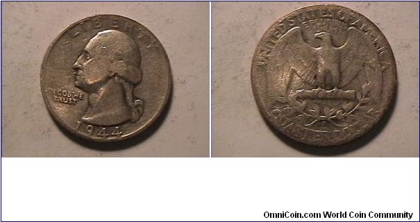 US 1944-D WASHINGTON QUARTER DOLLAR. 0.900 silver