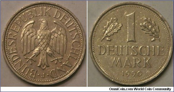 1 deutsche mark, 1990 J, 24 mm