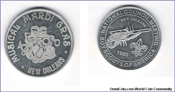 Mardi Gras-    New Orleans token
National council meeting

Boy scout of America