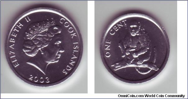 Cook Islands - 1c - 2003

Fourth of five, This one has a monkey on it

Aluminium coin