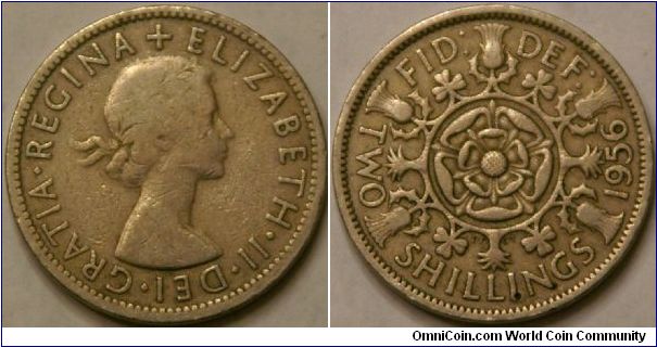 2 shillings (or 1 Florin), 28.5 mm, copper-nickel