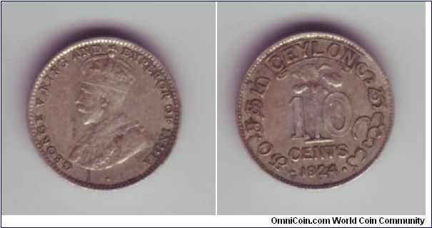Ceylon - 10c - 1924

Simple little coin showing image of native tree