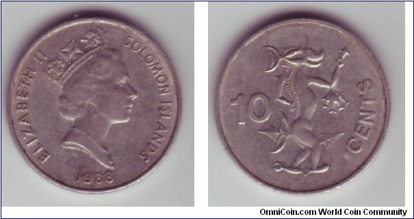 Solomon Islands - 10c - 1988

Better grade of this rather unusual coin