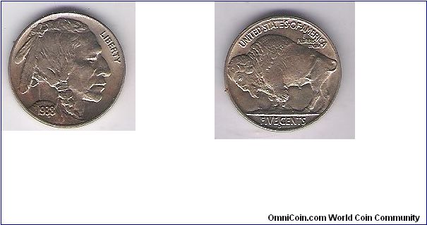 1938-D Buffalo nickel AU