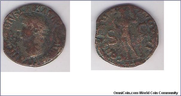 CLAUDIUS
A.D. 41-54 	Æ As. Rev. S C, Minerva advancing right brandishing spear and holding shield. 8.8gm 26mm RCV 1861