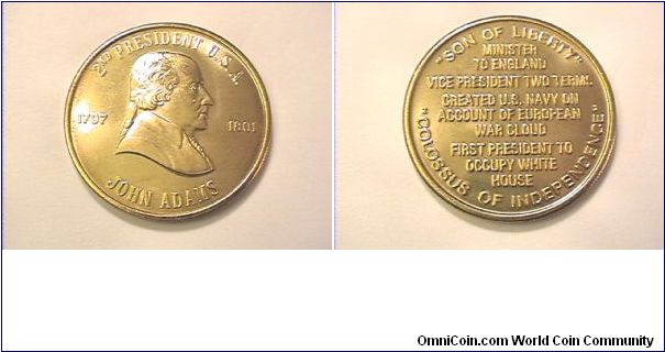 2nd US President John Adams medal