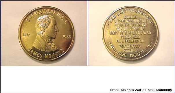 5th US President James Monroe medal
