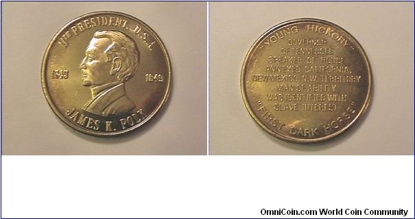 11th US President James K. Polk medal