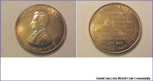 14th US President Franklin Pierce medal