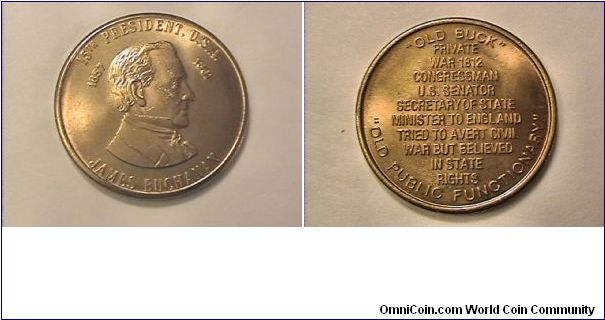 15th US President James Buchanan medal