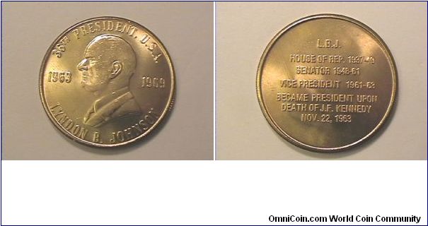 36th US President Lyndon B. Johnson medal
