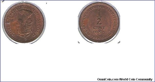 1955 Britian E Carribean terr. 1/2 cent.
